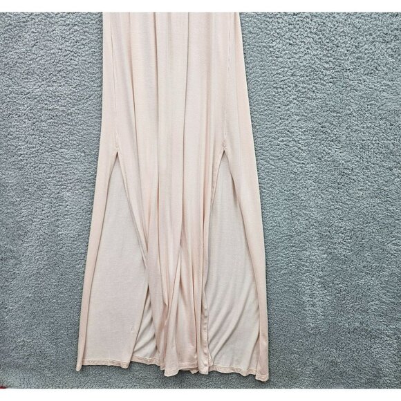 Go Couture Womens Pink Sleeveless Size M Maxi Dress Elastic Waist Side Slits - Picture 4 of 8